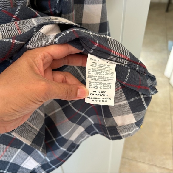 Wrangler ATG Shirt Men's 2XL Blue Plaid Long Sleeve Button Front Western Casual - Picture 9 of 10